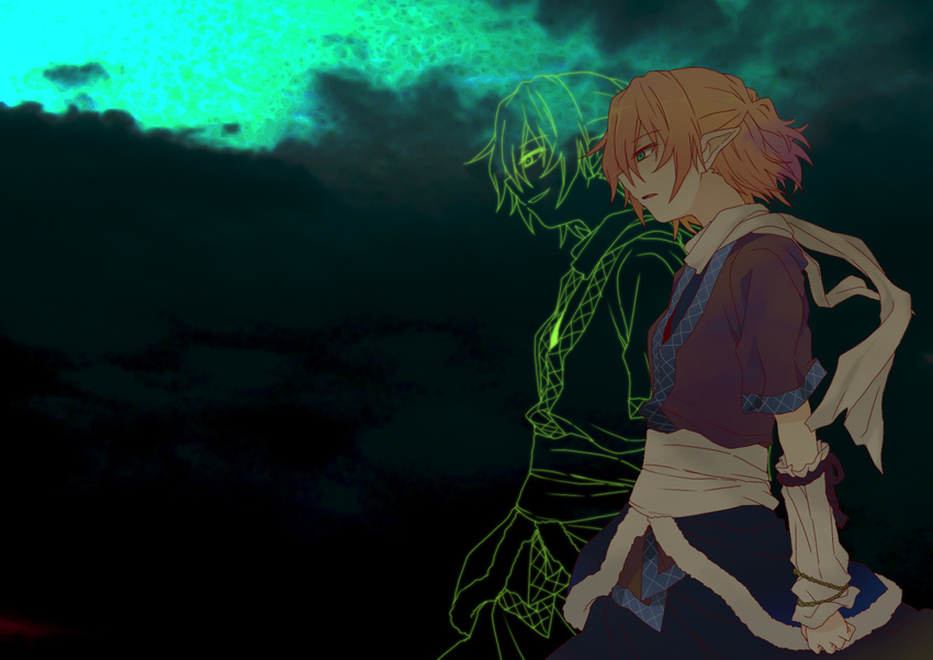 angry bad_id bad_pixiv_id dark_persona dual_persona mizuhashi_parsee outline ponytail rex_k scarf smirk solo touhou