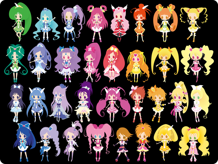 6+girls absurdres aida_mana akimoto_komachi aoki_reika aono_miki black_background cure_ace cure_aqua cure_beat cure_beauty cure_berry cure_black cure_bloom cure_blossom cure_diamond cure_dream cure_egret cure_happy cure_heart cure_lemonade cure_march cure_marine cure_melody cure_mint cure_moonlight cure_muse cure_muse_(yellow) cure_passion cure_peace cure_peach cure_pine cure_rhythm cure_rosetta cure_rouge cure_sunny cure_sunshine cure_sword cure_white dokidoki!_precure dress everyone fresh_precure! futari_wa_precure futari_wa_precure_max_heart futari_wa_precure_splash_star hanasaki_tsubomi heartcatch_precure! higashi_setsuna highres hino_akane hino_akane_(smile_precure!) hishikawa_rikka hoshizora_miyuki houjou_hibiki hyuuga_saki kasugano_urara kasugano_urara_(yes!_precure_5) kenzaki_makoto kise_yayoi kujou_hikari kurokawa_eren kurumi_erika madoka_aguri midorikawa_nao milky_rose mimino_kurumi minamino_kanade minazuki_karen mishou_mai misumi_nagisa momozono_love multiple_girls myoudouin_itsuki natsuki_rin precure precure_all_stars rainbow_order seiren_(suite_precure) shiny_luminous shirabe_ako smile_precure! suite_precure tsukikage_yuri yamabuki_inori yes!_precure_5 yes!_precure_5_gogo! yotsuba_alice yukishiro_honoka yumehara_nozomi