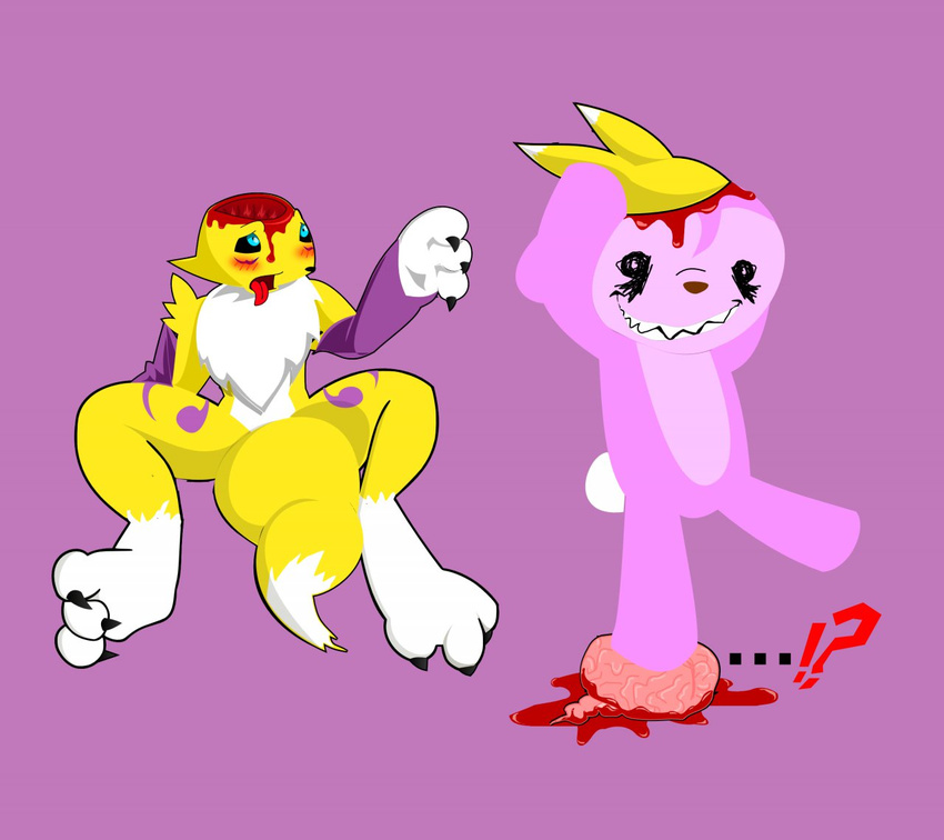 blush boti_the_bunny brain canine digimon fox fur gore mammal open_mouth renamon snuff tongue