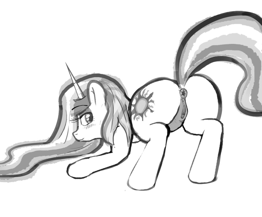 anus butt cutie_mark equine female feral friendship_is_magic horn horse mammal mittsies my_little_pony pony princess_celestia_(mlp) pussy solo winged_unicorn wings