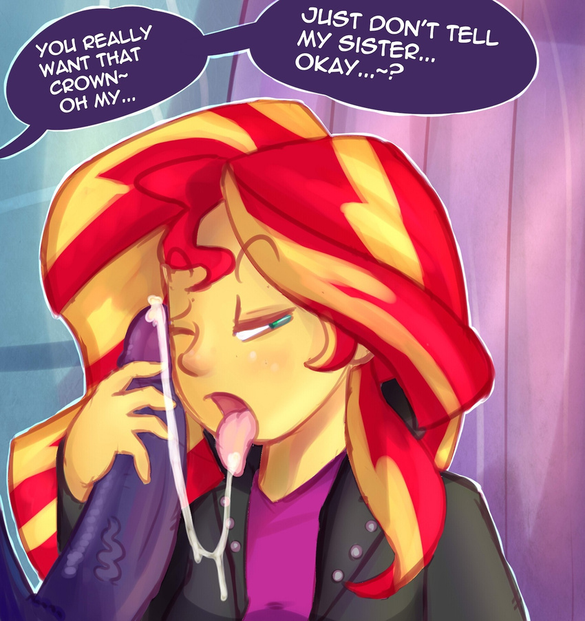 dickgirl equestria_girls female green_eyes hair herm human intersex licking male mammal my_little_pony oral penis princess_luna_(eg) saliva somescrub sunset_shimmer_(eg) tongue tongue_out tounge_out two_tone_hair yellow_skin