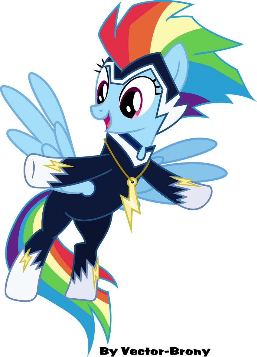 absurd_res alpha_channel clothing equine female friendship_is_magic hair hi_res mammal mask multi-colored_hair my_little_pony necklace pegasus plain_background power_ponies_(mlp) purple_eyes rainbow_dash_(mlp) rainbow_hair skinsuit smile solo transparent_background vector-brony wings zap_(mlp)