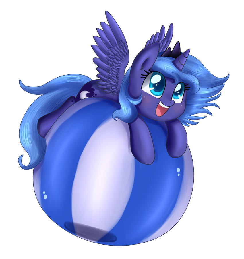 alpha_channel ball blue_eyes blue_fur blue_hair blush crown cute cutie_mark equine female feral friendship_is_magic fur hair hi_res horn horse long_hair mammal my_little_pony open_mouth plain_background pony pridark princess_luna_(mlp) smile solo teeth transparent_background winged_unicorn wings