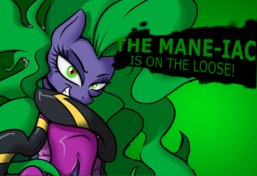 clothed clothing costume edit equine female friendship_is_magic fur green_eyes green_hair hair horse killryde mammal mane-iac_(mlp) my_little_pony pony purple_fur super_smash_bros