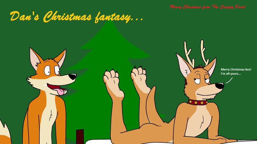 anthro canine costume dan dream duo english_text fantasy fox friends fur gay josh kangaroo lying male mammal marsupial ms_paint on_front paintfox paws pose stare text the_crappy_paint_job tongue toony