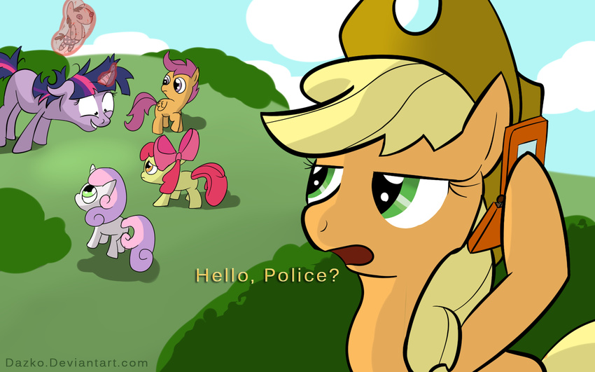 amber_eyes apple_bloom_(mlp) applejack_(mlp) blonde_hair cellphone cloud clouds cowboy_hat cutie_mark_crusaders_(mlp) dazko doll equine female friendship_is_magic fur glowing grass green_eyes group hair hat horn horse lesson_zero levitation magic mammal my_little_pony orange_fur outside pegasus phone pony purple_eyes purple_fur purple_hair red_hair scootaloo_(mlp) sky smartypants_(mlp) stuffed_toy sweetie_belle_(mlp) toy twilight_sparkle_(mlp) two_tone_hair unicorn white_fur wings yellow_fur