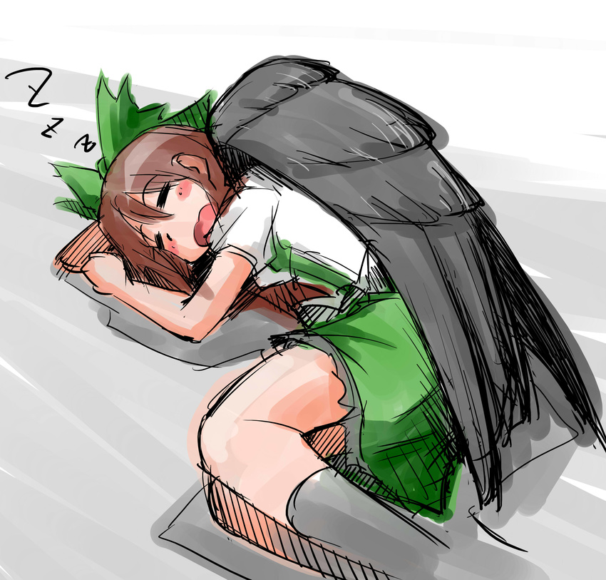 absurdres bow brown_hair commentary_request hair_bow highres long_hair reiuji_utsuho shinapuu sleeping solo touhou wings