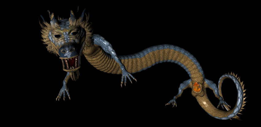 3d 5_fingers 5_toes balls beard big_eyes black_background blue_eyes blue_scales cgi chinese_dragon claws dragon erection facial_hair fangs feral fur gelrend goatee hair horn male mane millennium_dragon open_mouth orange_penis penis plain_background scales scalie sharp_teeth solo teeth toes