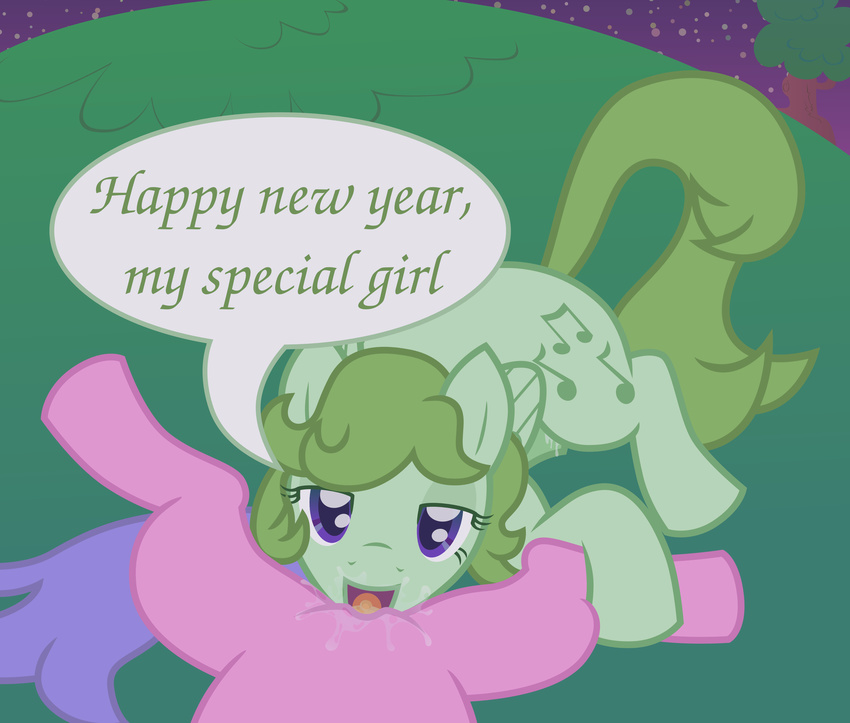 2014 absurd_res blue_eyes cunnilingus dialog english_text equine female feral firefly_(mlp) first_person_view fur green_fur hi_res holidays horse lesbian mammal masturbation medley_(mlp) my_little_pony new_year night open_mouth oral oral_sex outside pink_fur pony pussy sex smile spreading stars text tongue tree vaginal world_map_xavior