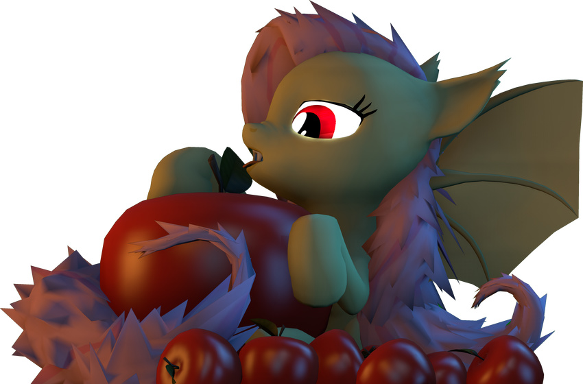 3d absurd_res alpha_channel apple bat_pony equine female feral flutterbat_(mlp) fluttershy_(mlp) friendship_is_magic fruit hi_res horse mammal my_little_pony mynokiarules pegasus pony wings