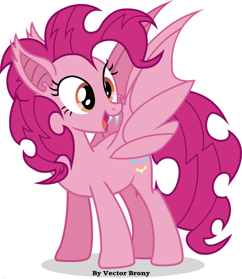 absurd_res alpha_channel bat_pony bat_wings cutie_mark equine fangs female friendship_is_magic hair hi_res horse mammal my_little_pony pink_hair pinkie_pie_(mlp) pony red_eyes solo standing vampire vector-brony wings