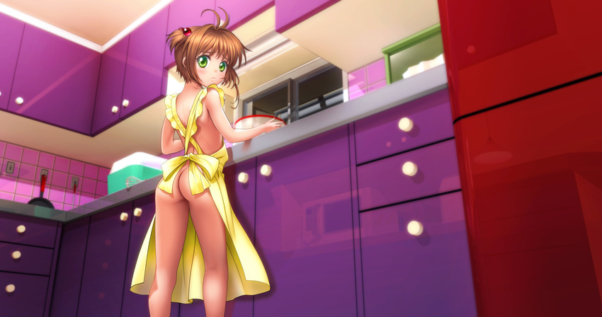 ass card_captor_sakura jpeg_artifacts kinomoto_sakura moonknives naked_apron