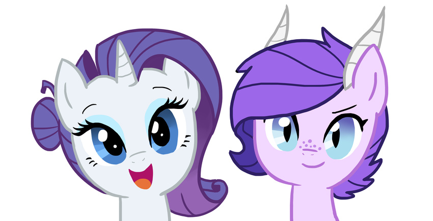 blue_eyes crystal_clarity equine female friendship_is_magic fur hair hi_res horn horse kilala97 kirin mammal mother_and_daughter my_little_pony original_character plain_background pony purple_hair rarity_(mlp) unicorn white_fur