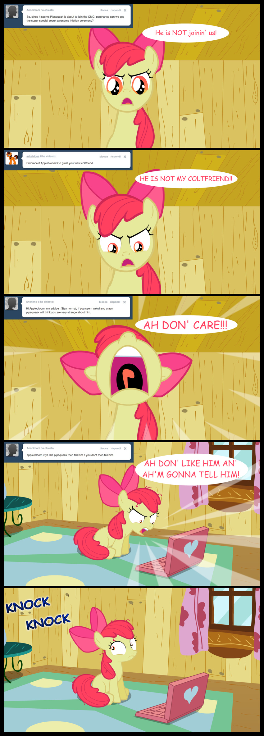 apple_bloom_(mlp) bow comic computer cutie_mark_crusaders_(mlp) equine female friendship_is_magic horse jananimations laptop mammal my_little_pony pony screaming tumblr young