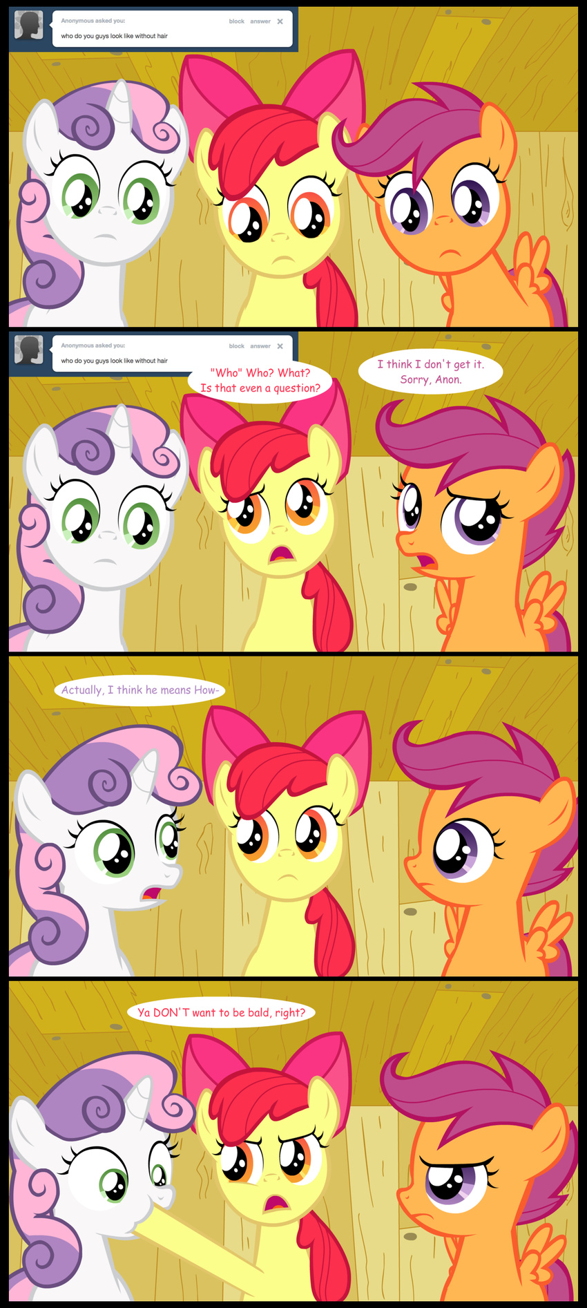 bow comic computer cutie_mark_crusaders_(mlp) equine female feral friendship_is_magic horn horse jananimations laptop mammal my_little_pony pegasus pony scootaloo_(mlp) sweetie_belle_(mlp) tumblr unicorn wings young