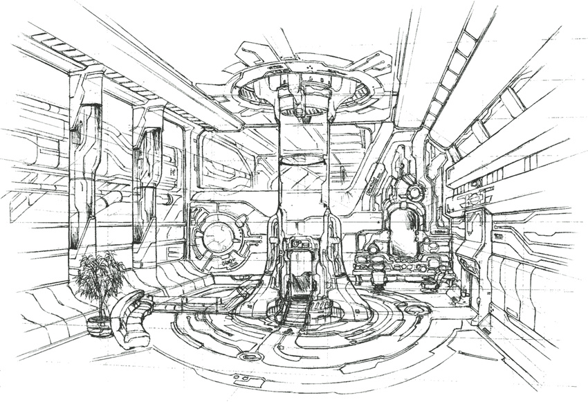 concept_art final_fantasy final_fantasy_viii kusanagi_studio lunar_gate_(ff8) monochrome