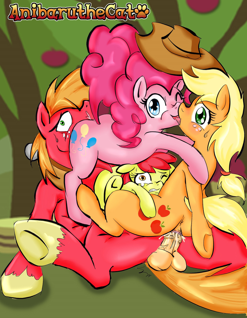 anal anibaruthecat animal_genitalia anus apple_bloom_(mlp) applejack_(mlp) balls big_macintosh_(mlp) bisexual blonde_hair blue_eyes brother brother_and_sister cowboy_hat cub cum cutie_mark equine female feral feral_on_feral foursome freckles french_kissing friendship_is_magic fur green_eyes group group_sex hair hat horse horsecock incest kissing male mammal my_little_pony on_top one_eye_closed oral orange_fur outside penis pink_fur pink_hair pinkie_pie_(mlp) pony red_fur red_hair sex sibling sister sitting straight tongue toony tree vaginal vein yellow_fur young