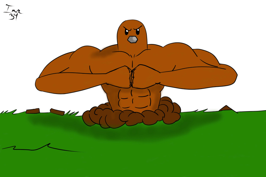 dirt hi_res imaderule34 male muscles nintendo plain_background pok&#233;mon solo video_games what