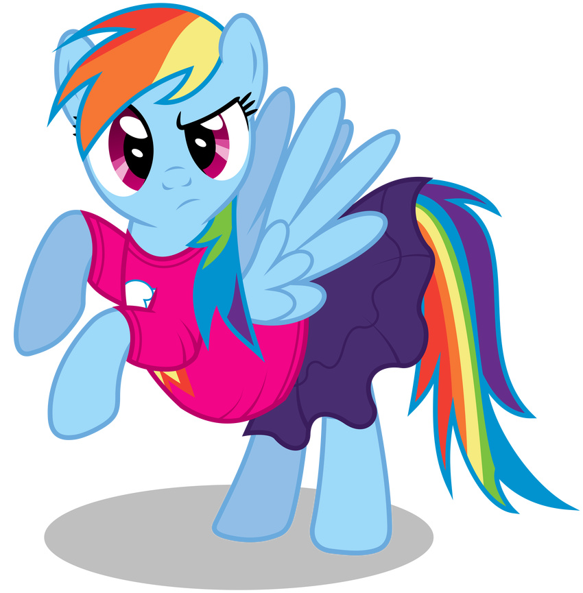 absurd_res alpha_channel clothed clothing equine female feral friendship_is_magic hair hi_res horse mammal masemj multi-colored_hair my_little_pony pegasus plain_background pony purple_eyes rainbow_dash_(mlp) rainbow_hair skirt solo transparent_background wings