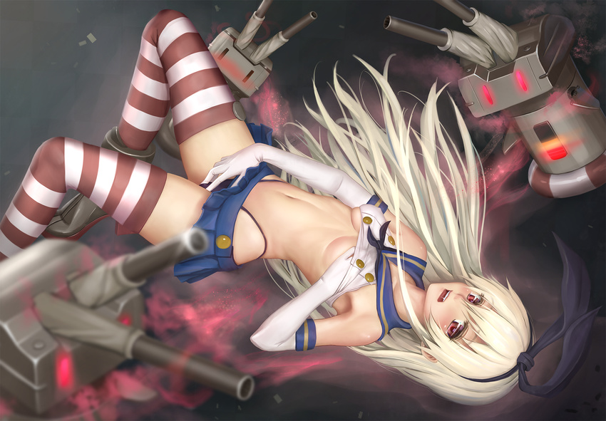 aki99 black_panties blonde_hair blush breasts clothed_masturbation elbow_gloves fingering gloves highleg highres innertube kantai_collection long_hair looking_at_viewer masturbation masturbation_through_clothing md5_mismatch medium_breasts navel nipples open_mouth panties pussy_juice rensouhou-chan revision self_fondle shimakaze_(kantai_collection) skirt solo striped striped_legwear thighhighs underwear wet wet_clothes wet_panties white_gloves