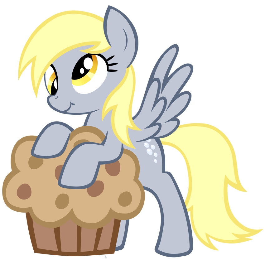 blonde_hair cutie_mark derp_eyes derpy_hooves_(mlp) equine female feral food friendship_is_magic fur grey_fur hair horse igriega13 long_hair mammal muffin my_little_pony pegasus plain_background pony smile solo transparent_background wings yellow_eyes