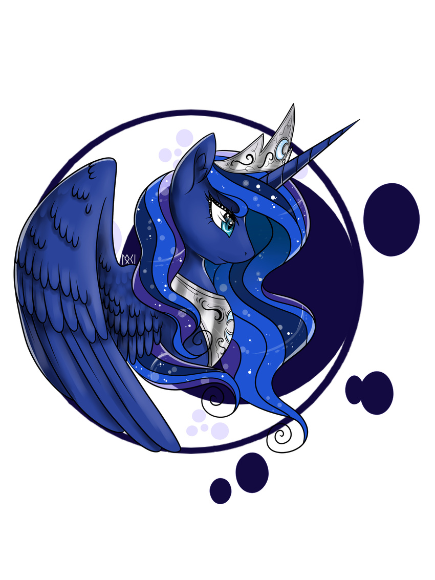 blue_eyes blue_fur blue_hair crown equine female feral friendship_is_magic fur hair horn horse long_hair mammal moon my_little_pony plain_background pony princess_luna_(mlp) smile solo toxicunicorns transparent_background winged_unicorn wings