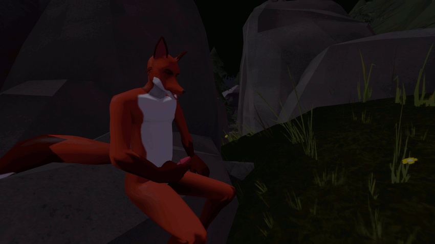 2014 animated anthro balls canine canine_penis cgi cum cumshot erection fox fox_scout fur knot male masturbation nude open_mouth orgasm penis smile solo source_filmmaker team_fortress_2 toasterking tongue