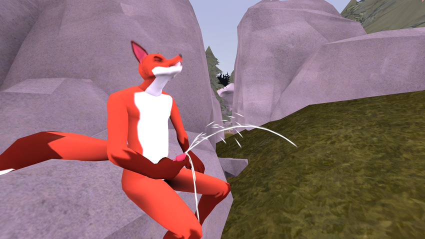2014 anthro balls canine canine_penis cgi cum cumshot erection fox fox_scout fur knot male masturbation nude open_mouth orgasm penis smile solo source_filmmaker team_fortress_2 toasterking tongue