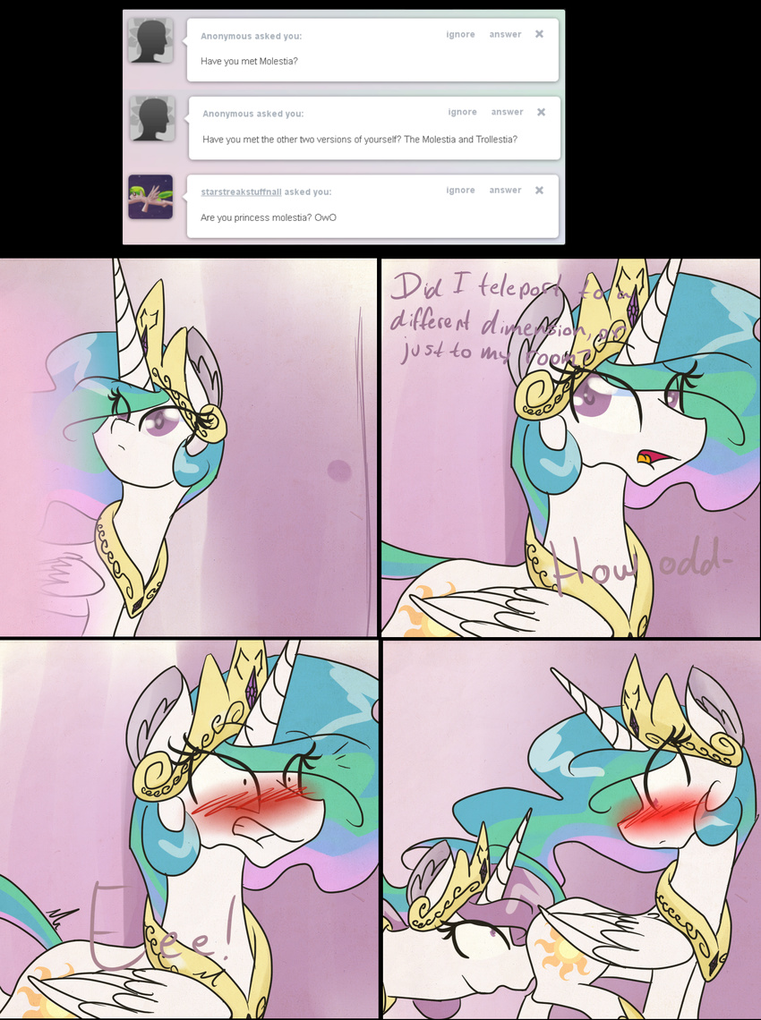 blush cutie_mark equine female friendship_is_magic horn horse mammal my_little_pony pony princess_celestia_(mlp) princess_molestia_(mlp) selfcest square_crossover tumblr winged_unicorn wings