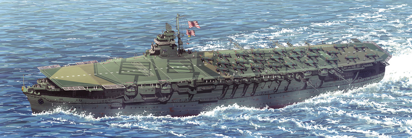 a6m_zero aa_gun aircraft_carrier b5n commentary earasensha flag gun highres imperial_japanese_navy japanese_flag machine_gun military military_uniform military_vehicle multiple_boys naval_uniform ocean original rising_sun ship sunburst turret uniform warship water watercraft weapon world_war_ii yokosuka_d4y zuikaku_(aircraft_carrier)