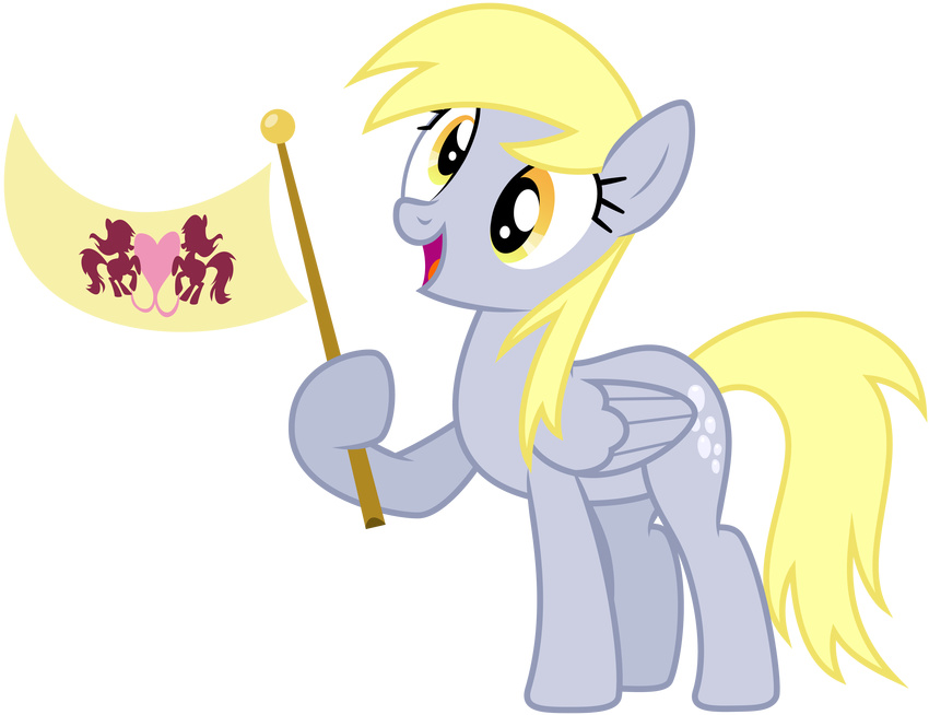 absurd_res alpha_channel blonde_hair cutie_mark derp_eyes derpy_hooves_(mlp) equine female flag friendship_is_magic hair hi_res horse mammal my_little_pony pegasus plain_background pony smile solo standing transparent_background wings yanoda yellow_eyes