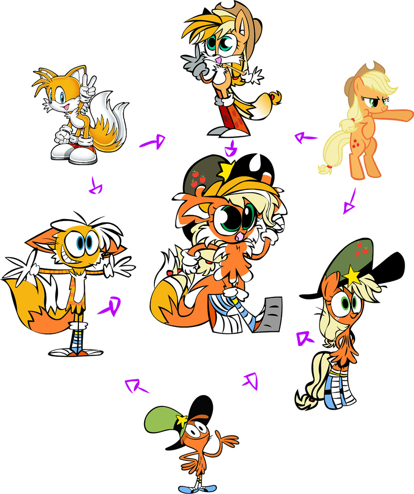 applejack_(mlp) canine equine female fox fox_tail friendship_is_magic fusion green_eyes hat horse male mammal miles_prower multiple_tails my_little_pony pony sega sonic_(series) tails wander wander_over_yonder