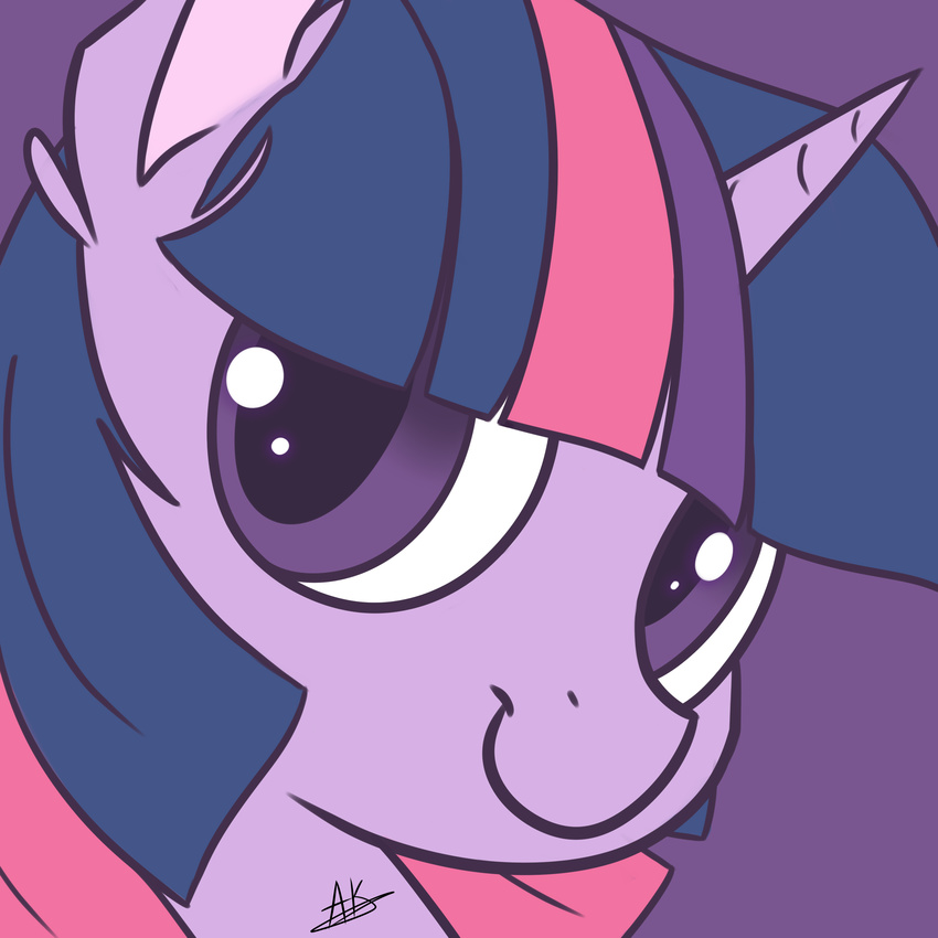 absurd_res equine female friendship_is_magic hair hi_res horn horse looking_at_viewer mammal my_little_pony portrait purple_eyes purple_hair signature smile solo thezealotnightmare twilight_sparkle_(mlp) unicorn