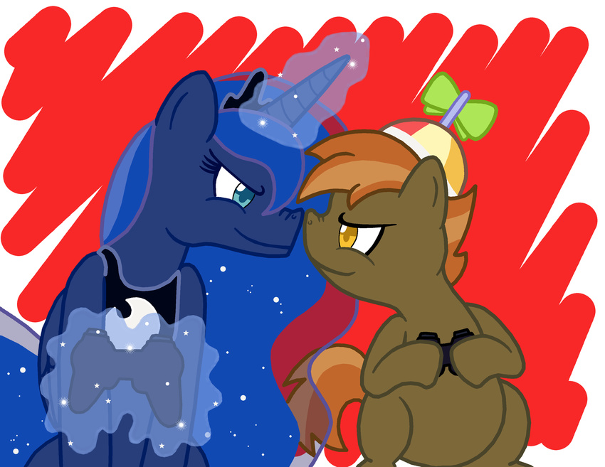 button_mash_(mlp) challenge_accepted controller cute equine eye_contact female friendship_is_magic gaming glowing holding horn horse magic male mammal my_little_pony playing pony princess princess_luna_(mlp) royalty smile video_games winged_unicorn wings young