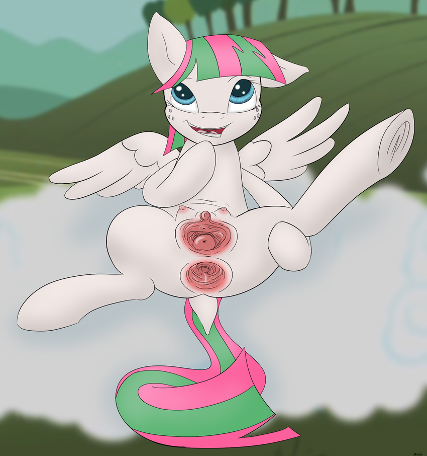 anus bloss blossomforth_(mlp) blue_eyes cervix cloud colored equine female feral freckles friendship_is_magic fur gaping gaping_anus gaping_pussy hair horse mammal muh-arts my_little_pony outside pegasus pony presenting pussy solo spread_legs spreading teats two_tone_hair white_fur wings