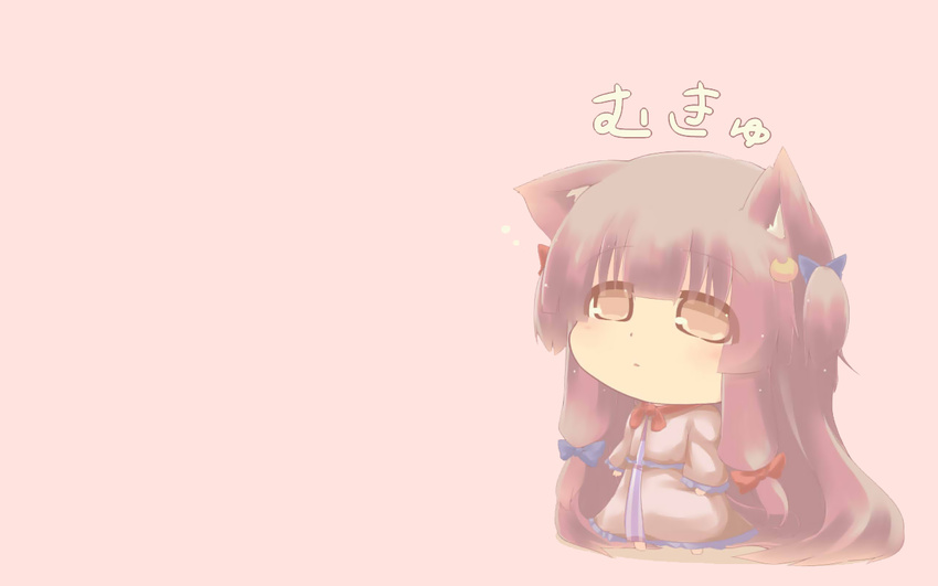 animal_ears catgirl chibi hazuki_ruu long_hair patchouli_knowledge purple_eyes purple_hair touhou