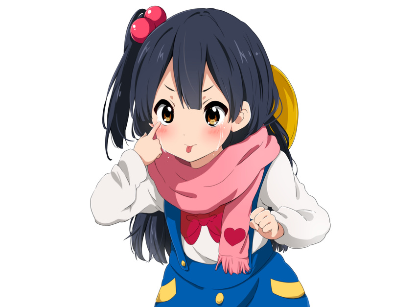 black_hair brown_eyes crying kitashirakawa_anko long_hair ragho_no_erika scarf tamako_market tears tongue white