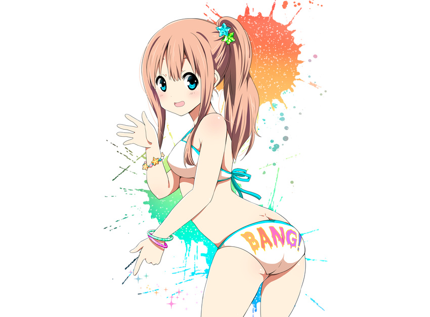 ass bikini blue_eyes brown_hair long_hair original ponytail ragho_no_erika swimsuit white