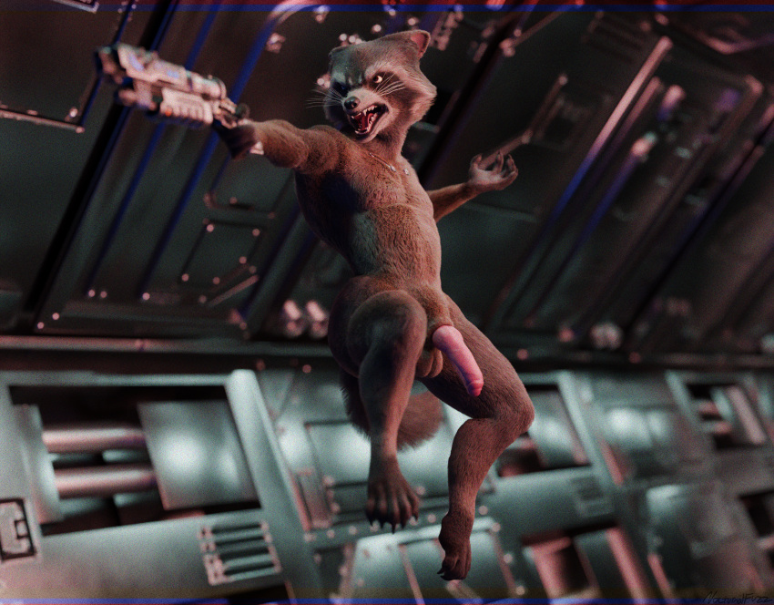 anthro genitals guardians_of_the_galaxy hi_res humanoid_genitalia humanoid_penis hybrid_genitalia hybrid_penis knot knotted_humanoid_penis male marvel nocturnalfuzz penis rocket_raccoon solo