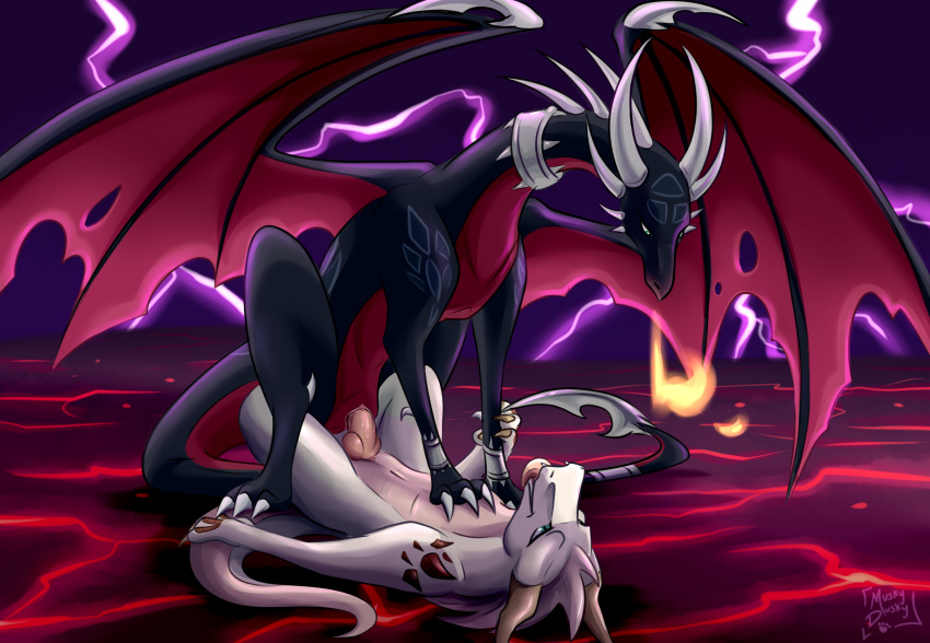 activision anthro black_dragon blade collar corrupt_cynder cynder dominant dominant_female dragon duo electricity female feral fire genitals hi_res horn knot lightning male male/female muskydusky penetration penis pinned pinned_to_ground pussy scales sex spyro_the_dragon tail_blade the_legend_of_spyro vaginal vaginal_penetration weapon_tail wings