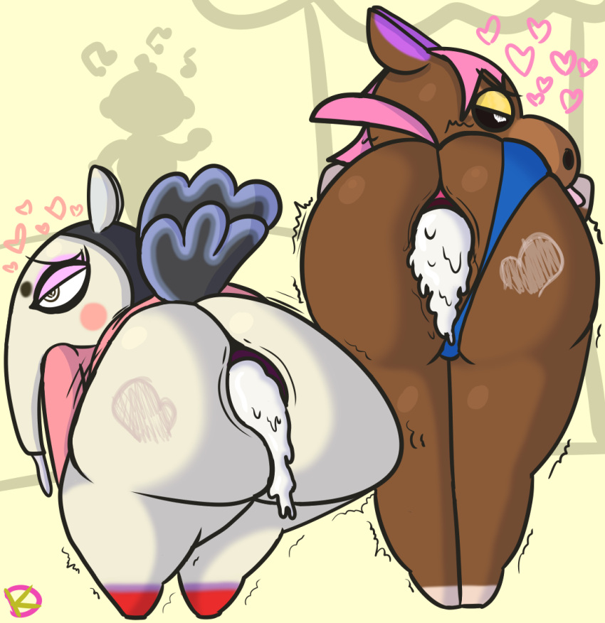 &lt;3 &lt;3_eyes after_sex ahegao animal_crossing annalisa_(animal_crossing) annalise_(animal_crossing) anteater anthro anus background_character bent_over big_butt bodily_fluids bottomless bubble_butt butt clothed clothing clothing_aside cum cum_drip cum_in_ass cum_inside dripping equid equine eye_roll female gaping gaping_anus genital_fluids group half-closed_eyes horse human klutzatdusk looking_pleasured male male/female mammal narrowed_eyes nintendo panties panties_aside pilosan public size_difference spank_marks thick_thighs trio underwear underwear_aside villager_(animal_crossing) xenarthran