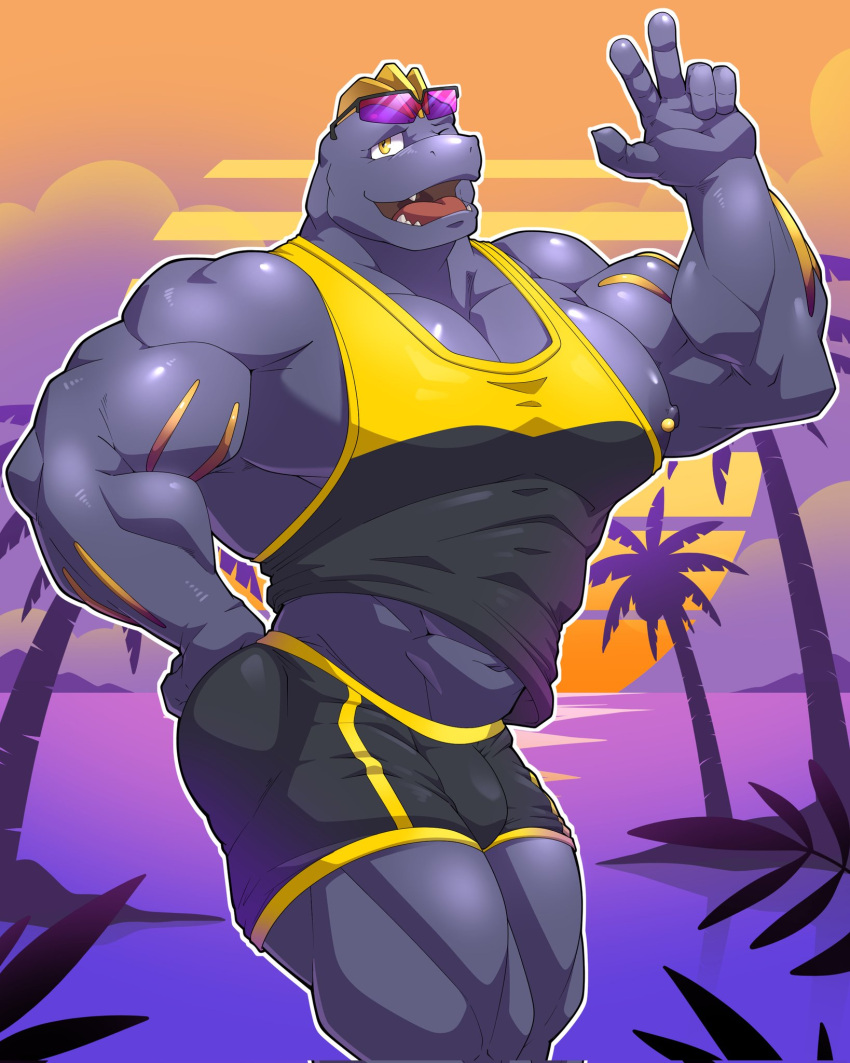 abs biceps generation_1_pokemon grey_body grey_skin hi_res humanoid machoke maldu male muscular muscular_humanoid muscular_male nintendo nipple_piercing nipples pecs piercing pokemon pokemon_(species) ryuji_kaiyo