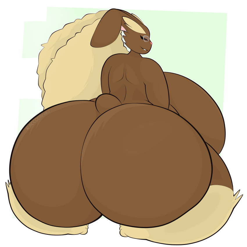 1:1 :3 absurd_res anthro big_breasts big_butt breasts brown_body brown_fur butt feet female fluffy_ears fur generation_4_pokemon hi_res huge_breasts huge_butt hyper hyper_butt lopunny nintendo pokemon pokemon_(species) raccoonuki simple_background solo thick_thighs toes toony white_background