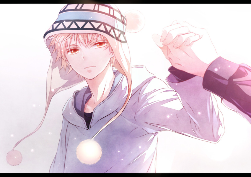 beanie blonde_hair hat holding_hands male_focus md5_mismatch noragami orange_eyes out_of_frame solo_focus winglayer yukine_(noragami)