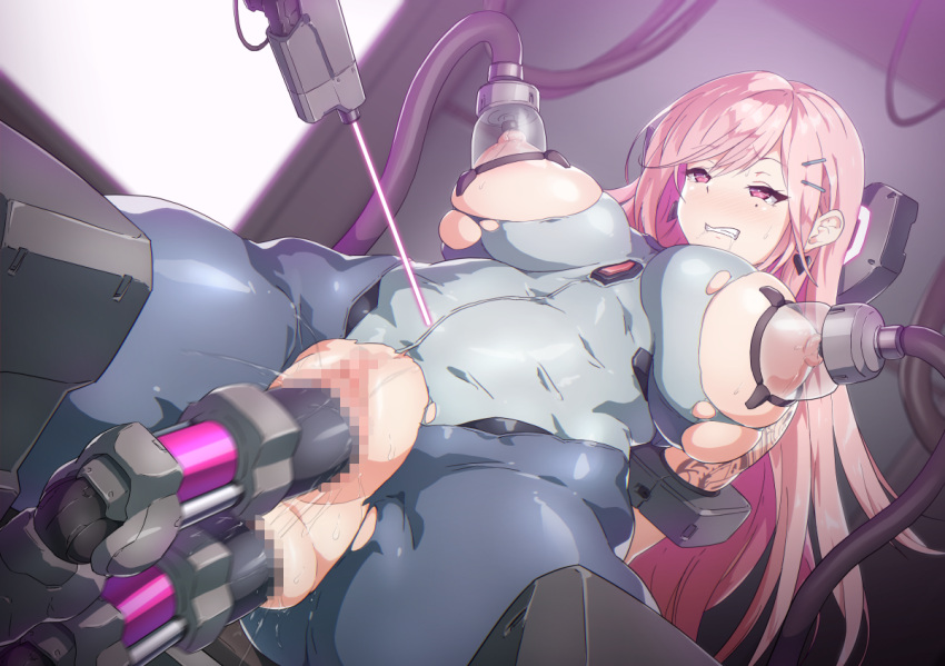 1girl anal anal_object_insertion blush breasts clenched_teeth girls'_frontline lactation large_breasts milking_machine mole mole_under_eye nandz nipples object_insertion pink_hair pussy_juice red_eyes restrained sex sex_machine sig_mcx_(crimson_meteor)_(girls'_frontline) sig_mcx_(girls'_frontline) solo spread_legs stationary_restraints teeth vaginal vaginal_object_insertion