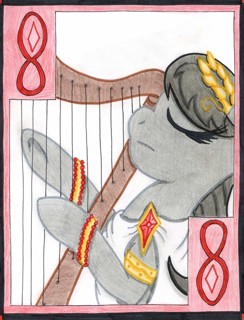cardstock diamond eight equine friendship_is_magic hair harp horse jewelry mammal musical_instrument my_little_pony octavia_(mlp) playing_card pony the1king toga