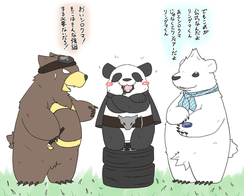 beartic blush chubby cosplay grizzly_(shirokuma_cafe) group mammal nintendo panda pangoro pok&#233;mon pok&eacute;mon polar_bear shirokuma shirokuma_cafe sweat translated ursaring video_games wanizo