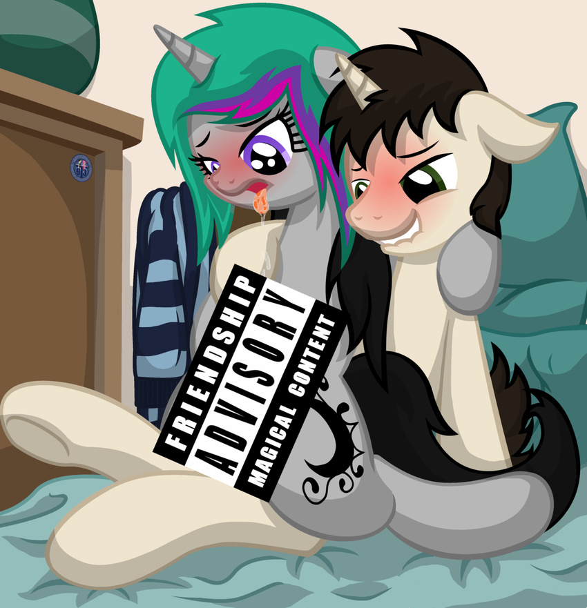 censored equine friendship_is_magic hair horn mammal my_little_pony original_character purple_eyes saliva sweater template93 unicorn