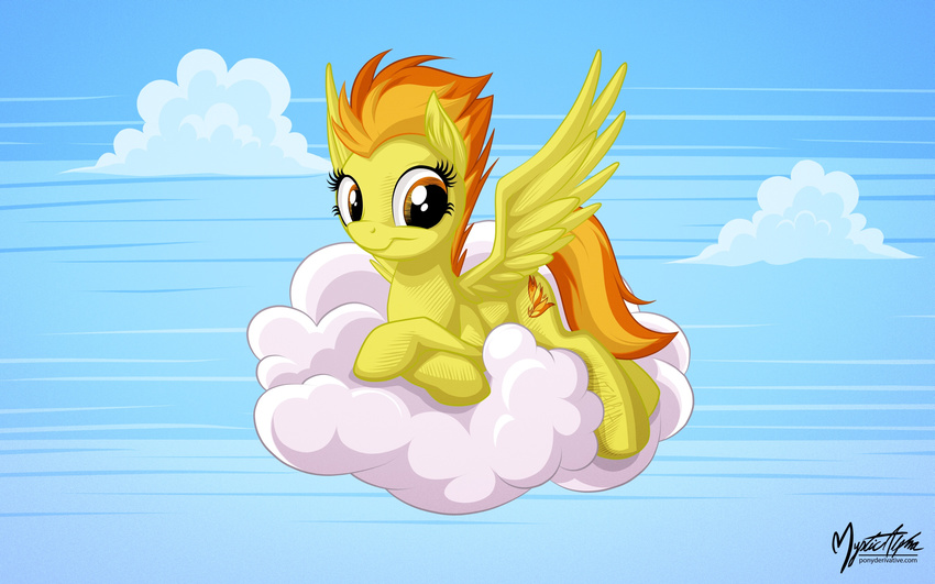 amber_eyes cloud cutie_mark equine female feral friendship_is_magic hair horse mammal my_little_pony mysticalpha pegasus pony smile solo spitfire_(mlp) two_tone_hair wings wonderbolts_(mlp)