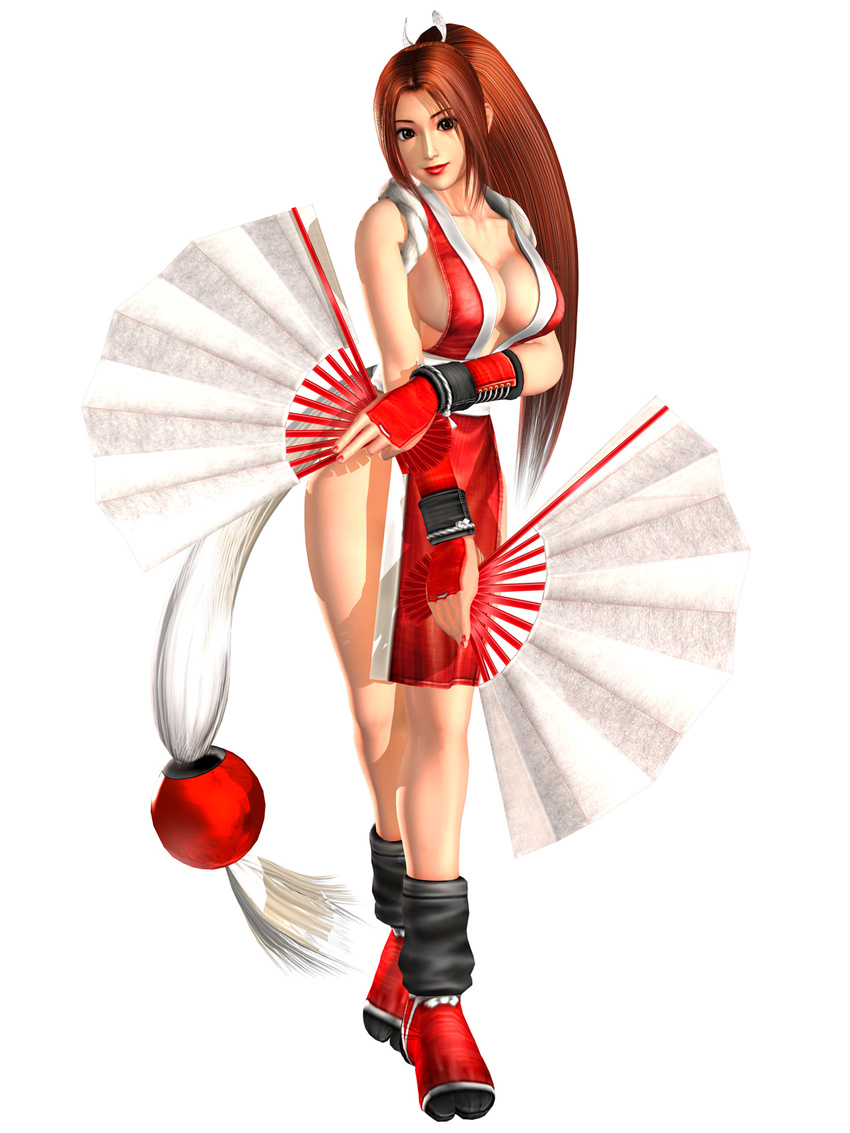 3d artist_request breasts brown_hair fatal_fury highres kof:_maximum_impact large_breasts long_hair maximum_impact_ii ninja official_art pelvic_curtain ponytail revealing_clothes shiranui_mai snk solo the_king_of_fighters